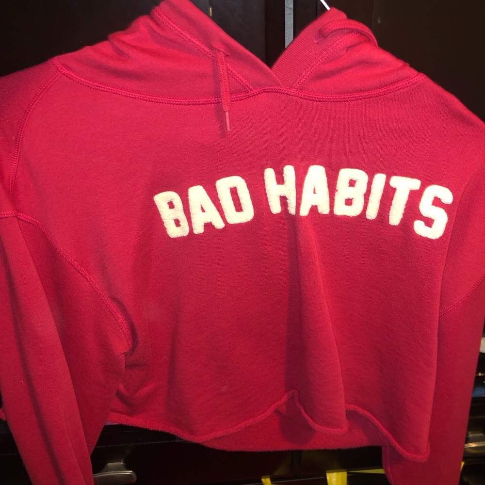 red cropped hoodie
